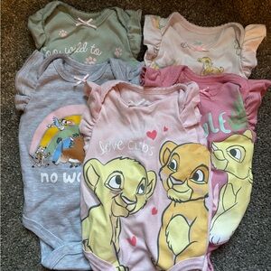 Disney Baby Lion King Bodysuit Set - Pink, Gray, White